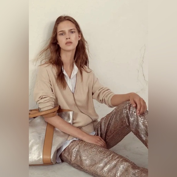 Brunello Cucinelli Metallic Python Cropped Pant, Size 4 - Picture 7 of 7